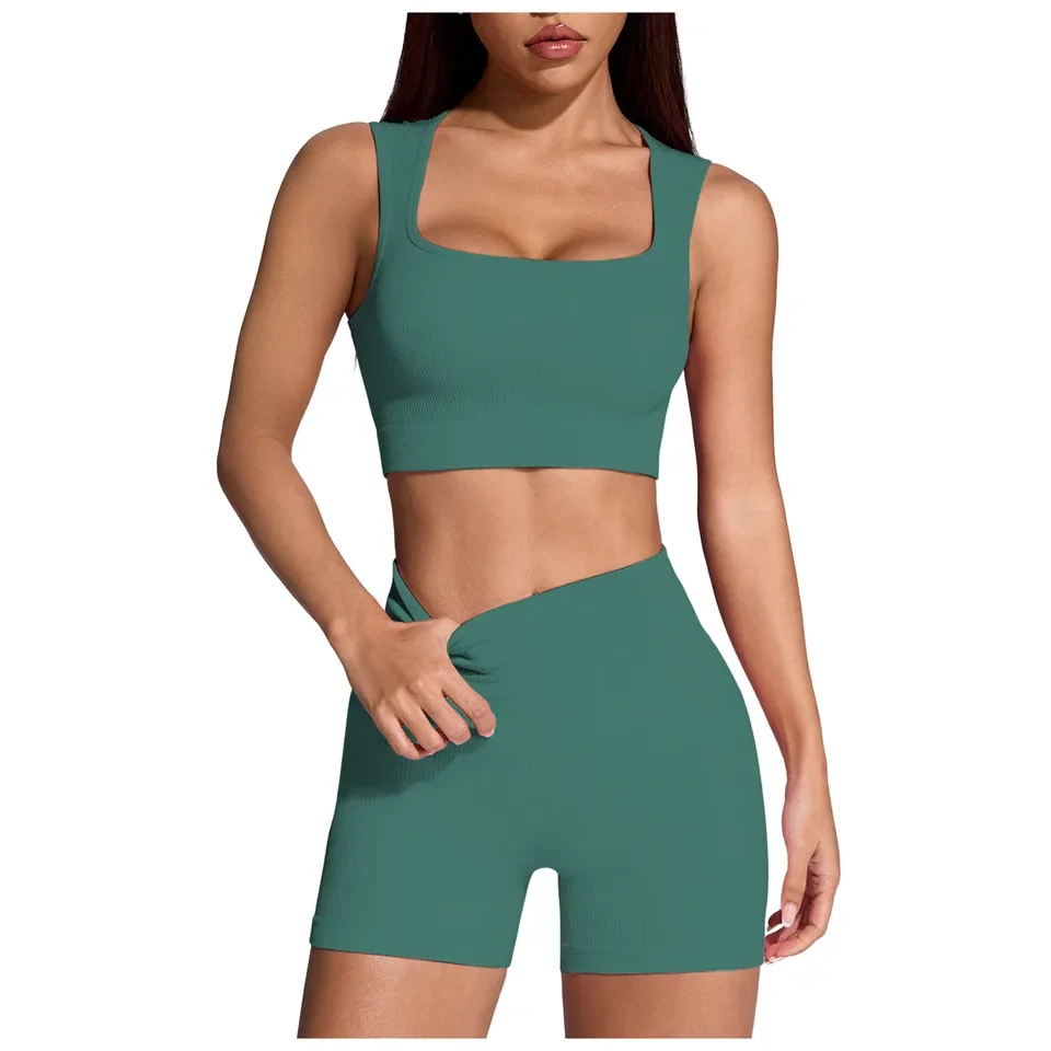 Sportswear Seamless Yoga Set 2PCS Gym Clothes Yoga Suits For Women Push Up Bra High Waist Leggings Shorts Fitness Tracksuits