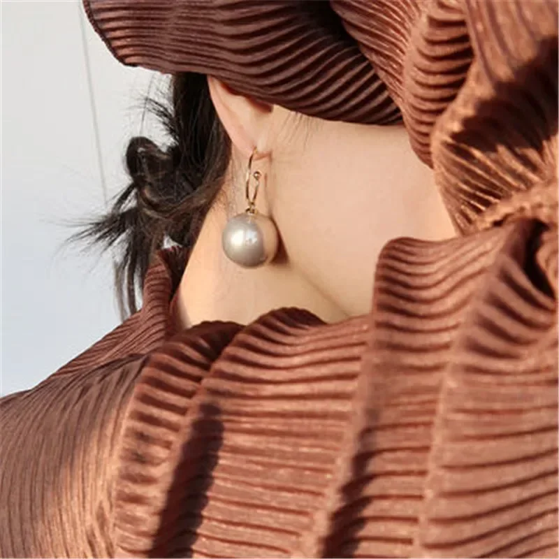 Minar Elegant Oversize Pearl Hook Earrings for Women Lady Korean Big Simulated Pearl Dangle Earrings Wedding Jewelry Oorbellen