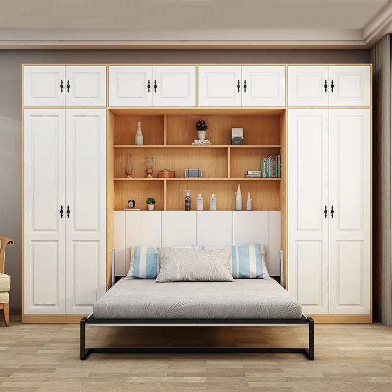 

Multifunctional invisible bed wardrobe integrated small apartment folding bed wardrobe simple storage wardrobe wall bed