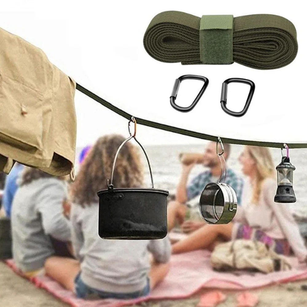 Una correa de extensión para toldo de tienda de campaña al aire libre: se puede utilizar como tendedero o artículos para colgar. Accesorios llevan durante el camping.