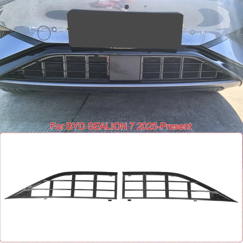 Car Modify Front Bumper Center Intake Grille Cover For BYD SEALION 7 2025-Present Auto Front Buckle Insect Proof Net Accessories
