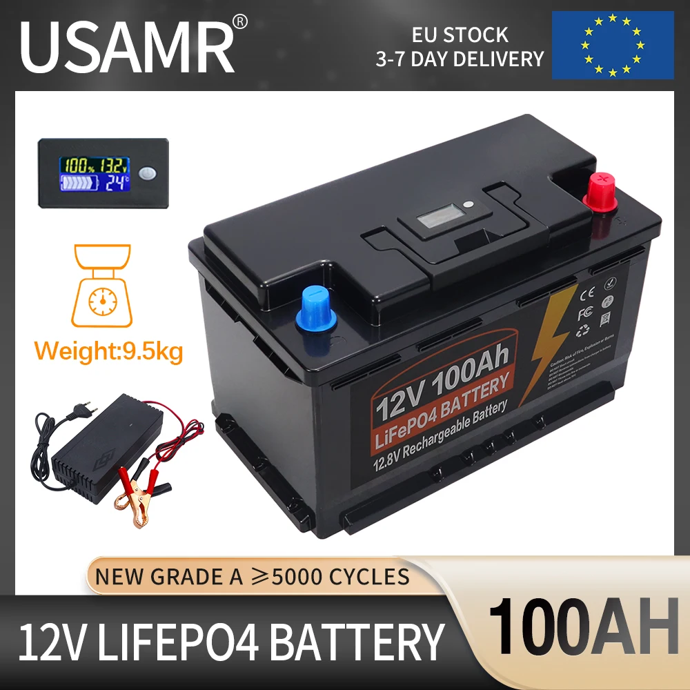 12V 24V 600Ah 300Ah 200Ah 100AH Built-in BMS Lithium Iron Phosphate LiFePO4 Battery 5000+ Cycles For RV Campers Golf Cart Solar