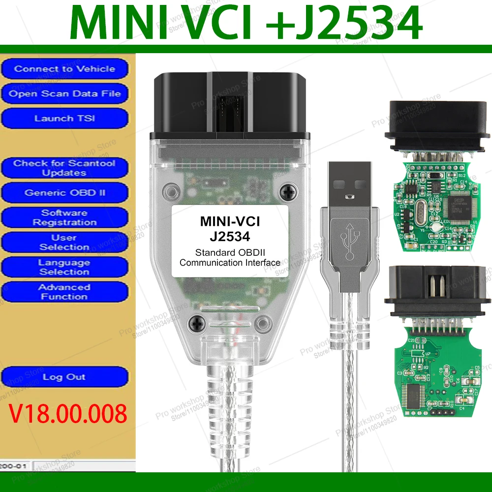 Mini Vci V18.00.008 para Toyota J2534 OBD2, Cable de Diagnóstico para Auto con Chip FTDI, OEM TIS Techstream MINI-VCI, Chip Completo, Escáner OBD Automotriz