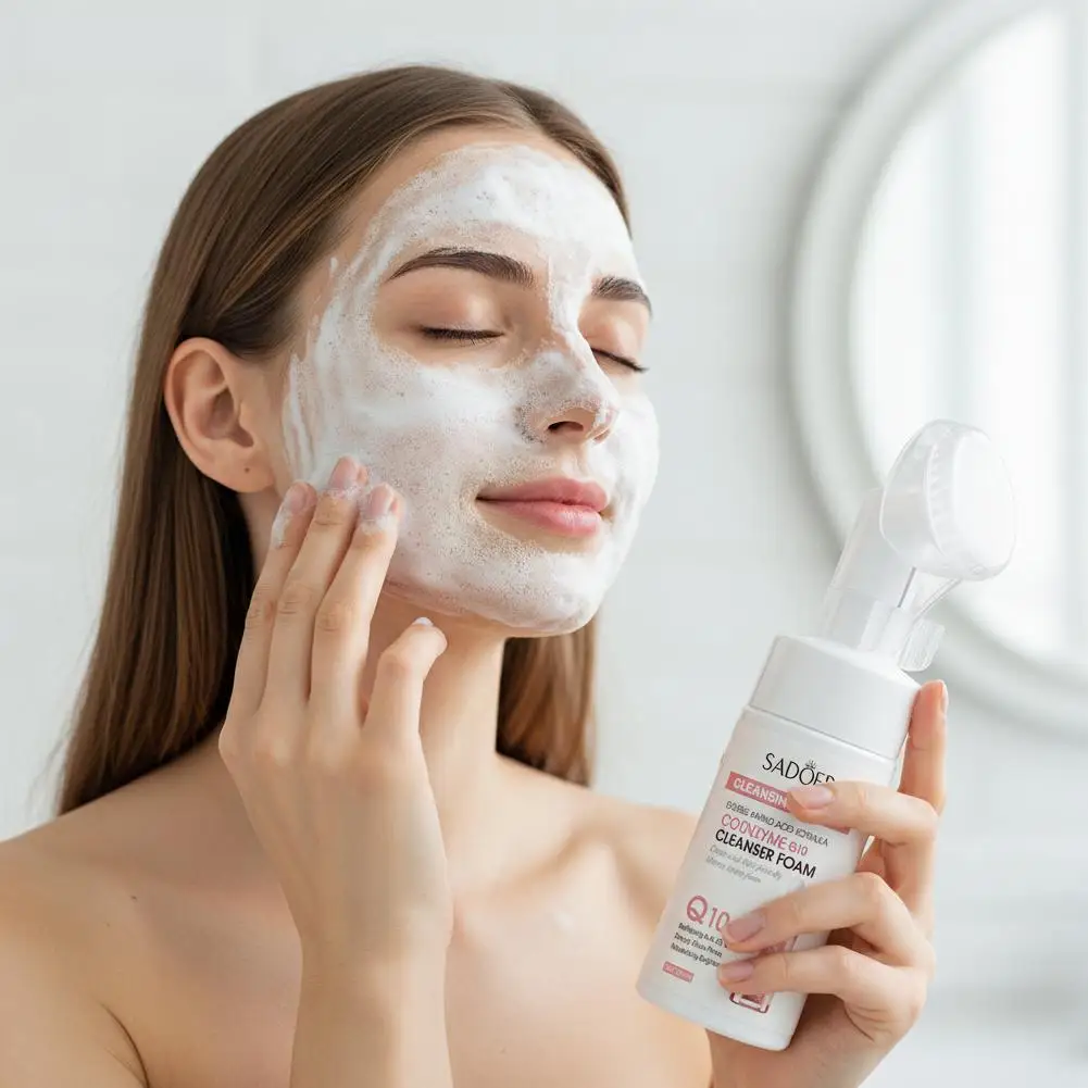 SAODER Q10 Amino Acid Essence Cleansing Mousse Foam Moisturizing Cleansing Products Skin Care Facial Brightening Facial Mos S1Z1