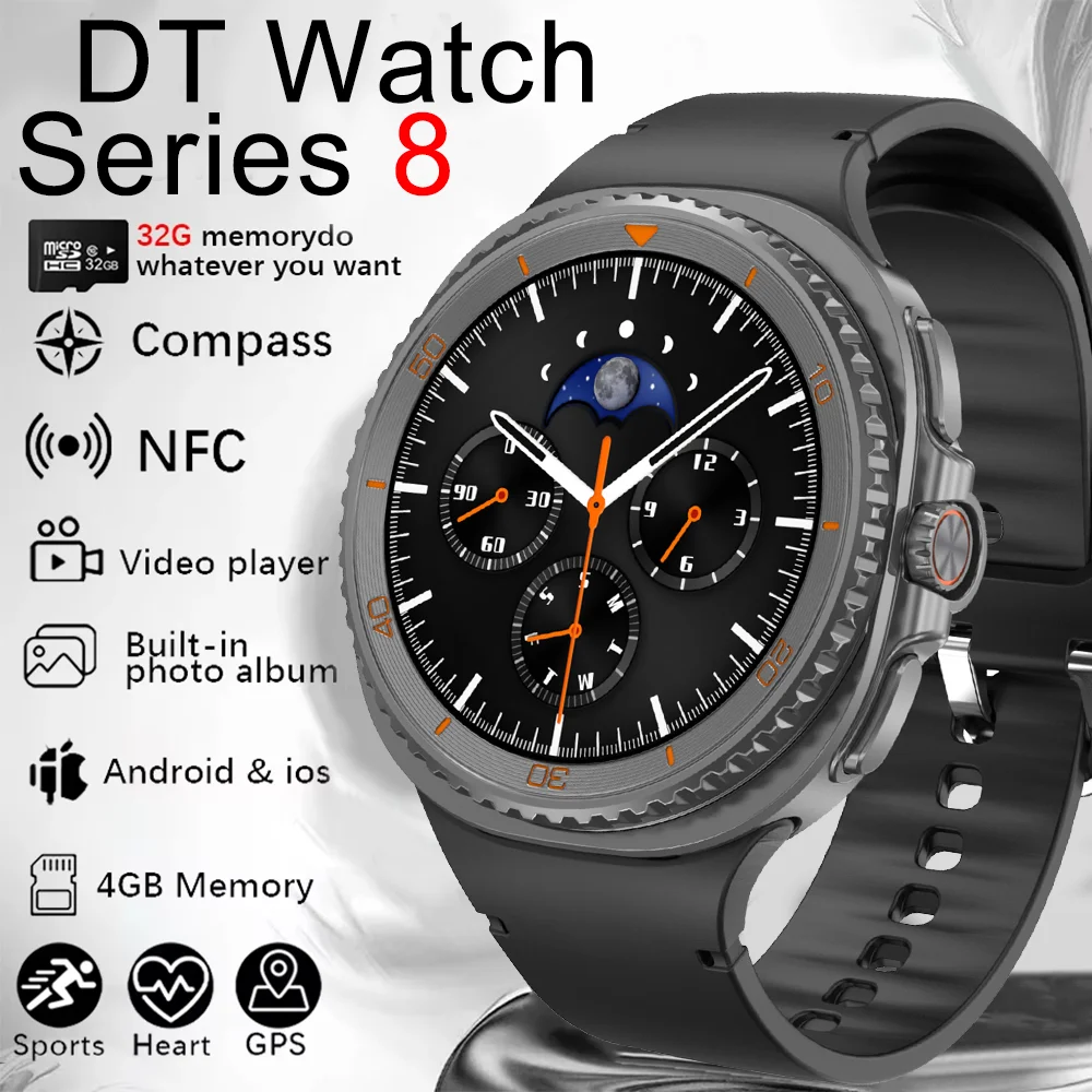 

2026New DT Watch 8 Ultra Smart Watch Men Memory Video GPS NFC 47mm AMOLED Fitness Sports Tracker Health Smartwatches Women