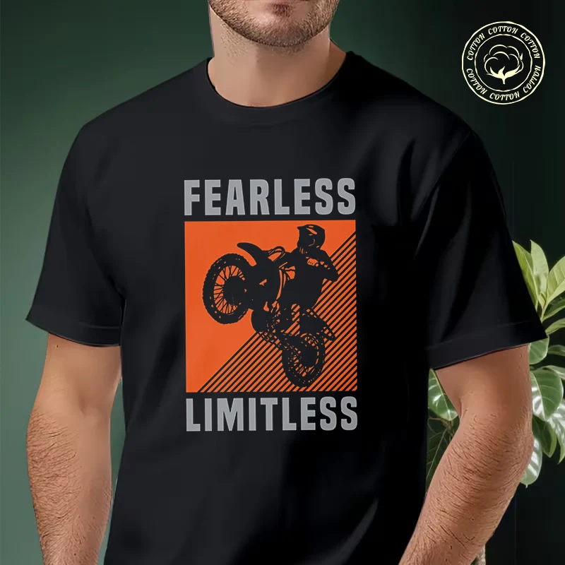 

2026 Shirt Cotton Casual T-shirts Motocross Rider Fearless Limitless Mens Summer Moto Cycling Sportswear Top Tee