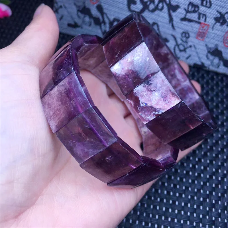 17.8MM Natural Purple Lepidolite Bangle Women Fashion Sweet Reiki Healing Energy Strand Bracelet Girls Jewelry Gift