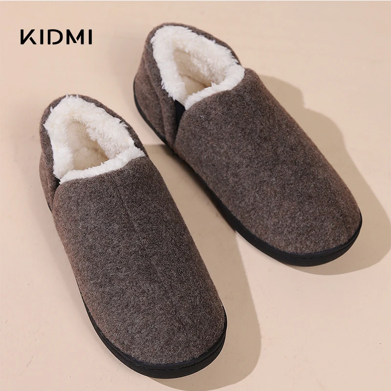 Kidmi sapatos femininos casa sapatos homens ao ar livre pele antiderrapante sapatos para mulheres inverno quente chinelos macios mulher tornozelo sapatos de pele 2024