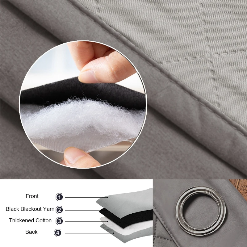 Thickened Quilted Windproof Noise Reducing Curtains Winter Room Dividing Design for Living Dining Room Bedroom Window Decoration