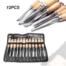 12pcs Wood Carving Hand Chisel Tool Set Woodworking Carving Knife Professional Gouges Construction Carpentry Tools