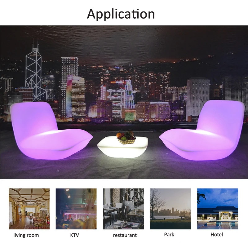 REAQ RGB Iluminated Pillow Sofa Seats 90*80*72cm PE Plastic Sectional Sofa Chairs LED Deckchair For Events Activity Riq-PS90