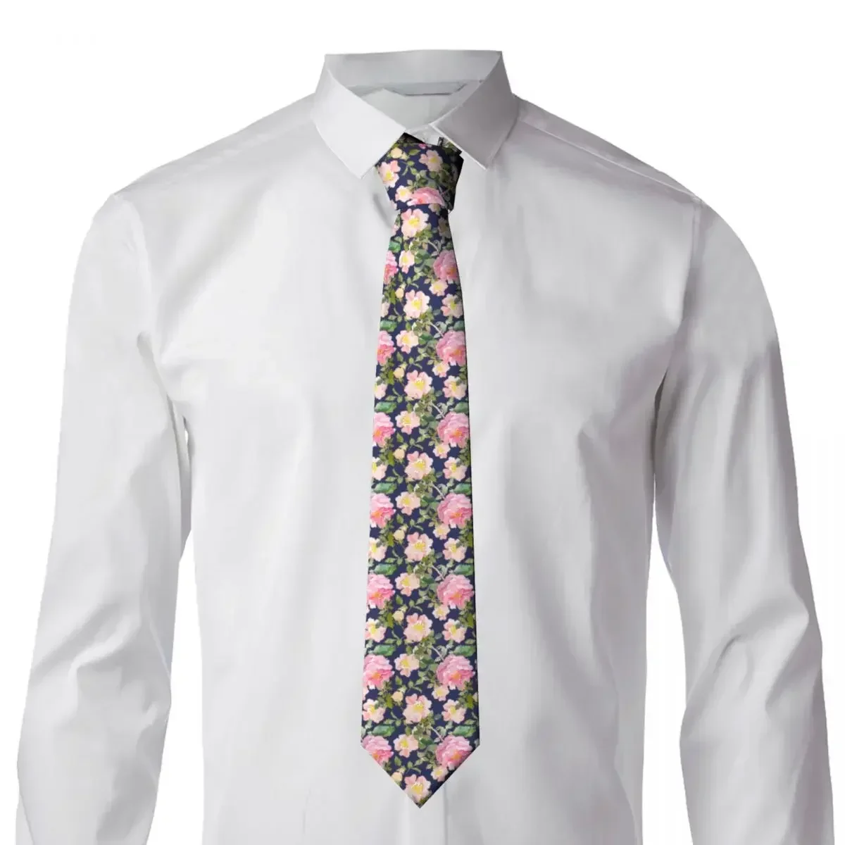 Pink Rose Flower Tie Fashion Plant Leisure Neck s Xmas Gift Elegant   For Male Custom DIY Collar  tie 