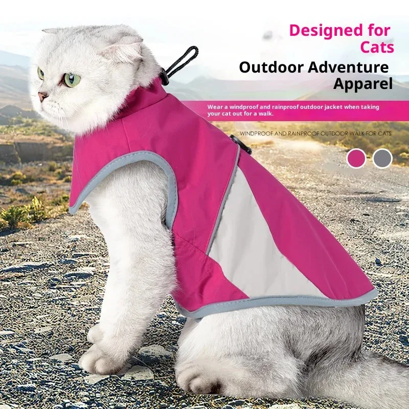 

Weatherproof Cat Harness Vest - Lightweight Windproof & Waterproof Jacket with Leash Point, Reflective Outdoor Gear for Cats