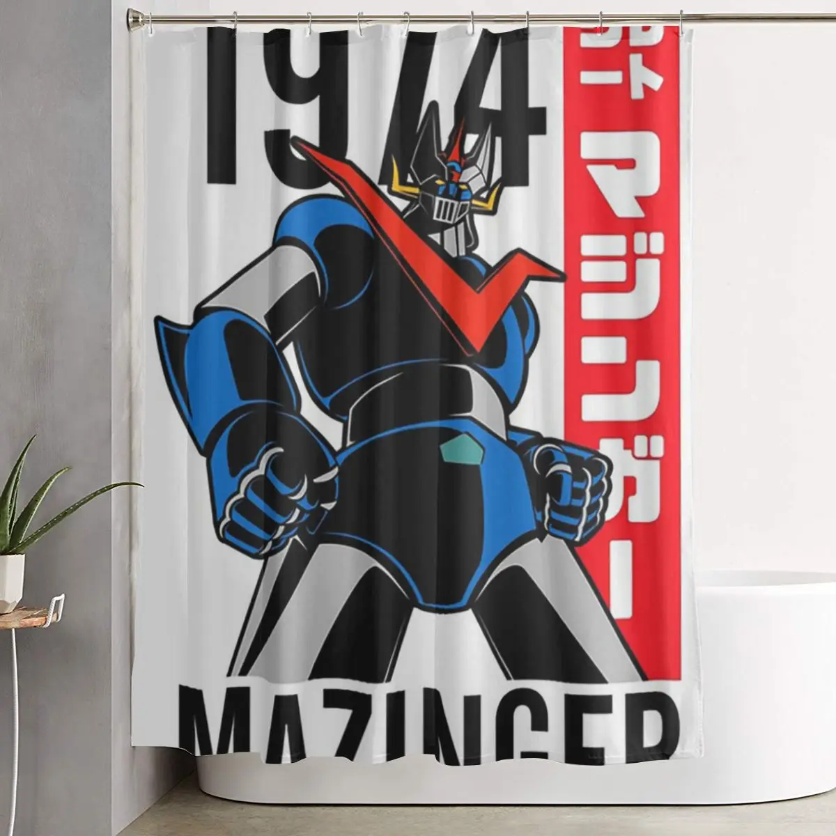 

Занавеска для душа с изображением робота Мазингера Z и Грендайзера из аниме и манги, полиэстеровая, водонепроницаемая, с крючками