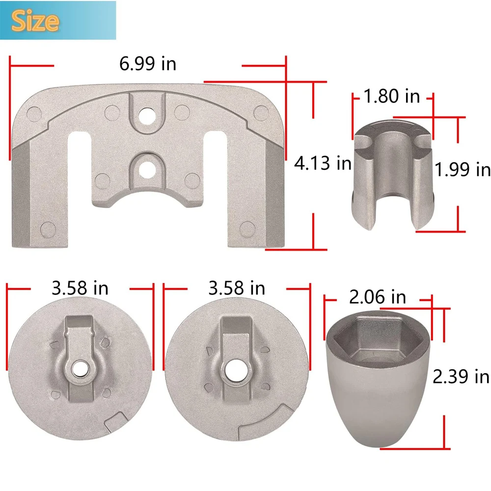CMBRAVO3KITA for Mercury Bravo 3 Stern Drives 2004 &Up Aluminum Anode Kit,Replaces OEM 888761Q02 888761Q04