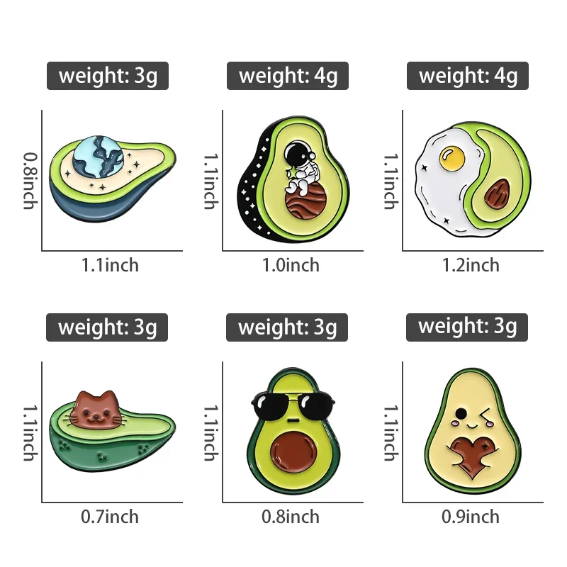 Creative Cute Avocado Fruit Brooch Enamel Pin Custom Cartoon Cat Astronaut Avocado Brooches Lapel Badge Jewelry Ornaments Pin