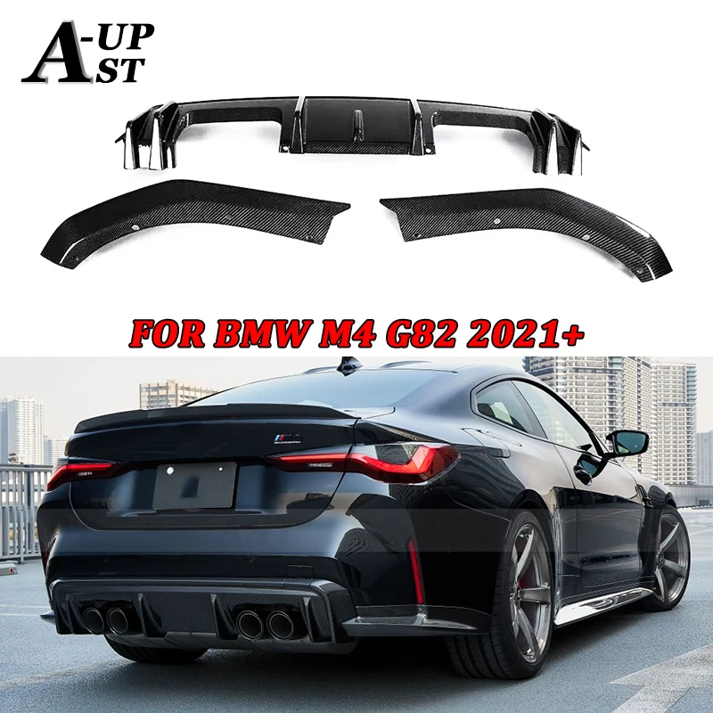 Carbon Fiber 3D Style Back Lip For BMW  M4 G82 Rear Bumper Diffuser Car Fender Splitter Spoiler Body Kits