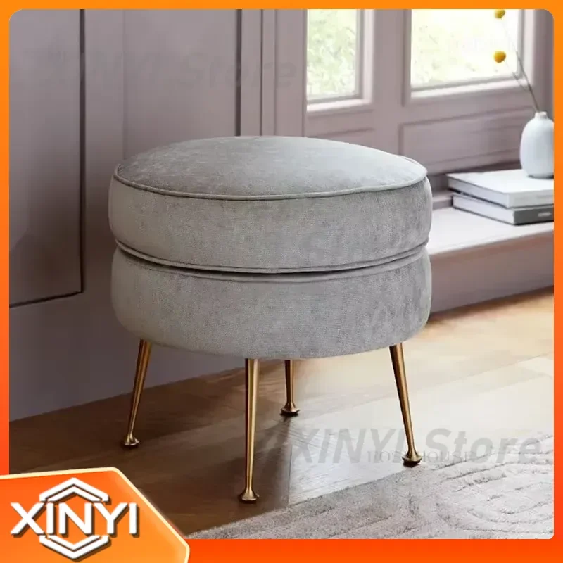 Round Shoe Changing Stool for American Living Room Home Simple Hallway Porch Footstool Bedroom Study Dressing Ottoman