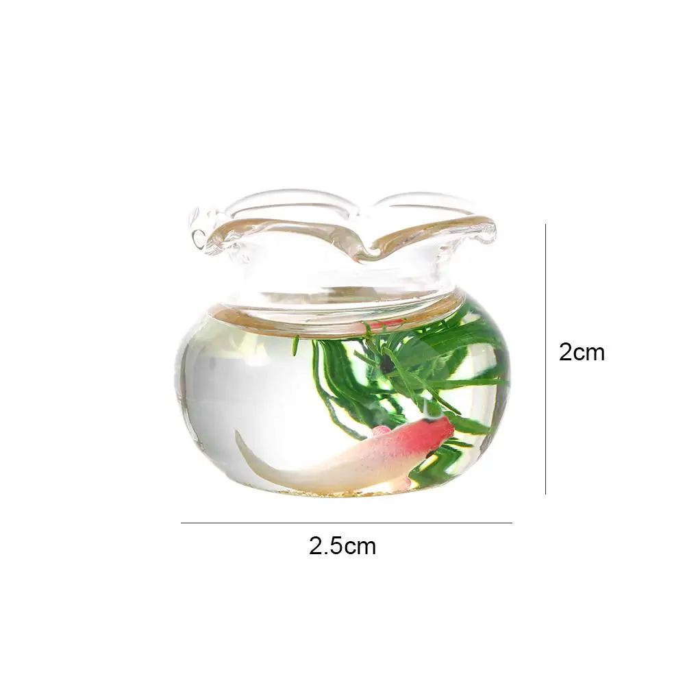 Miniatura Fish Tank Glass Bowl, Pretend Toy, Acessórios Para Móveis, Modelo Dollhouse