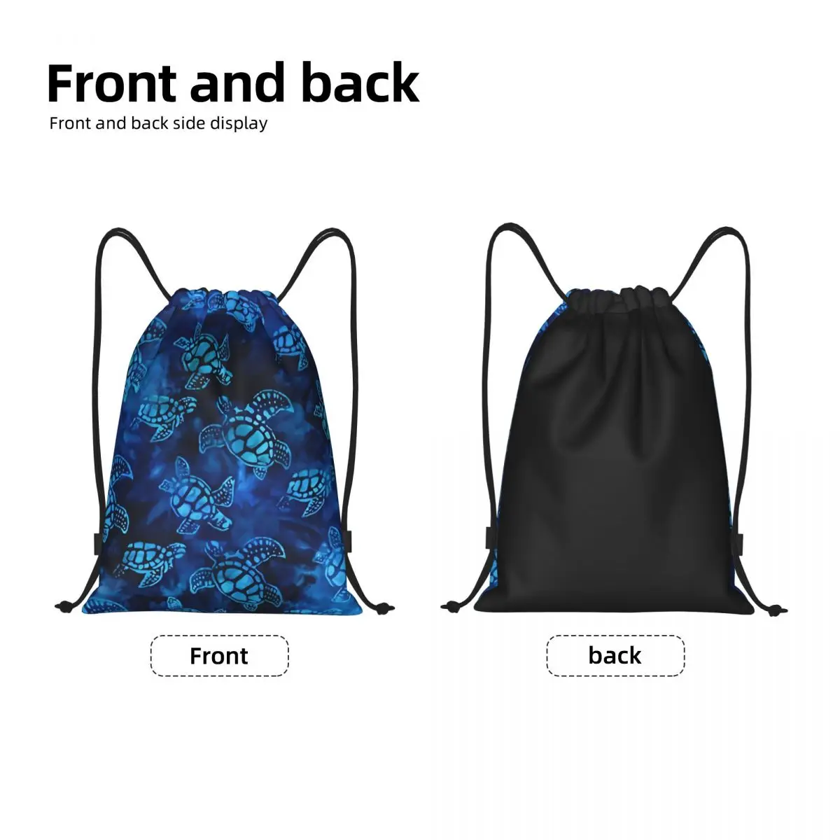 Custom Blue Sea Turtles Drawstring Bags Women Men Foldable Sports Gym Sackpack Sea Animal Nautical Shopping Storage Backpacks