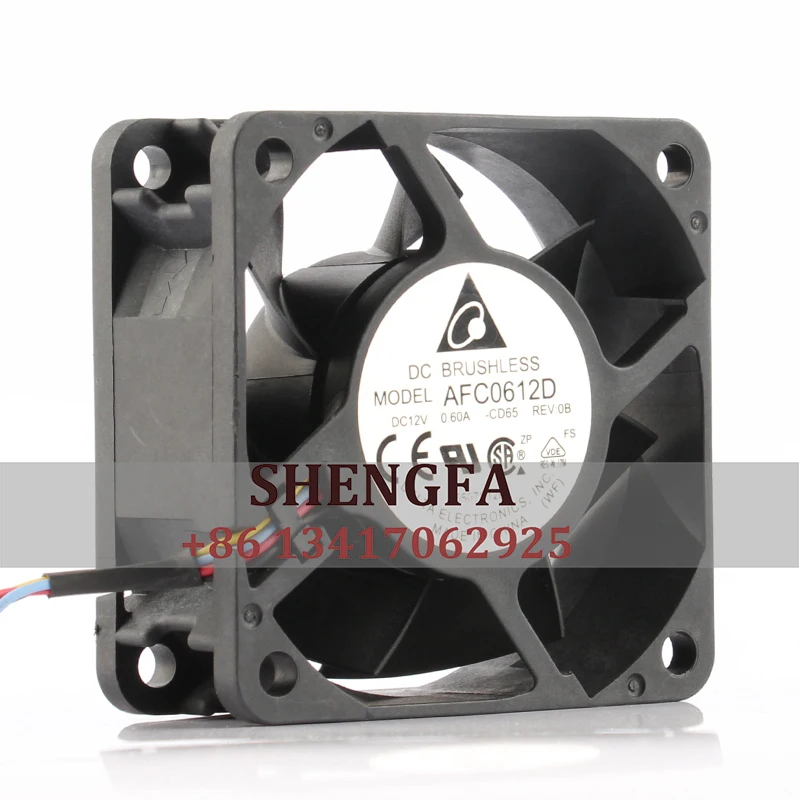 

Вентилятор охлаждения корпуса DC12V 0,6A Delta AFC0612D 6025 6 см выхлопная промышленная осевая вентиляция с двойным шариком 60x60x25 мм