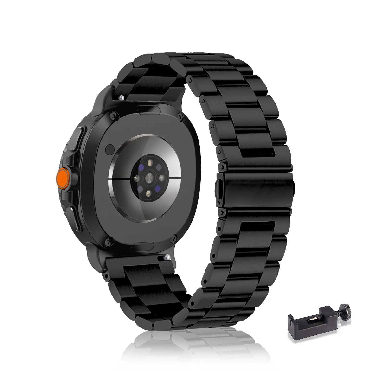 

Stainless Steel Bands for Samsung Galaxy Watch 8 40mm/44mm Band, Three Columns Metal Replacement Strap