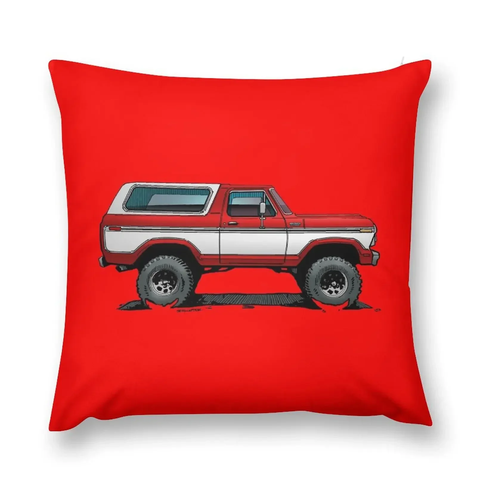 Bronco 2 - Red White Throw Pillow pillow pillowcase Sofa Covers luxury home accessories Decorative Sofa Cushion pillow