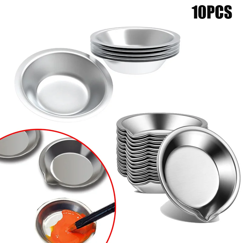 10PCS Stainless Steel Painting Color Bowls Oil Paint Trays Paint Color Mixing Cups Color Mixer Children DIY Painting Tools
