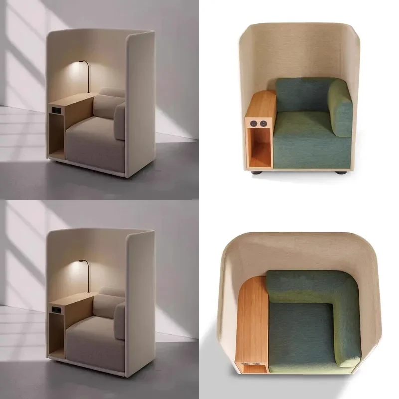 Modern High Back Sofa Chair with Side Table Simple Design for Library Business Negotiation Waiting Area Private Space
