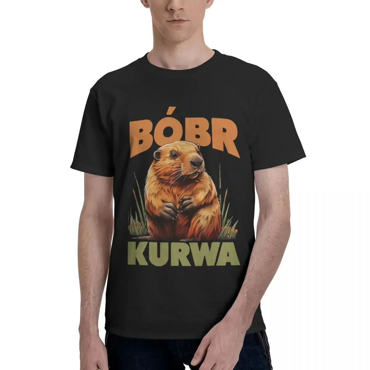 

2024 Retro Fun Meme T Shirt O-neck Tshirts For Men Bober Kurwa Bobr T Shirt vintage Male anime clothes COTTON streetwear