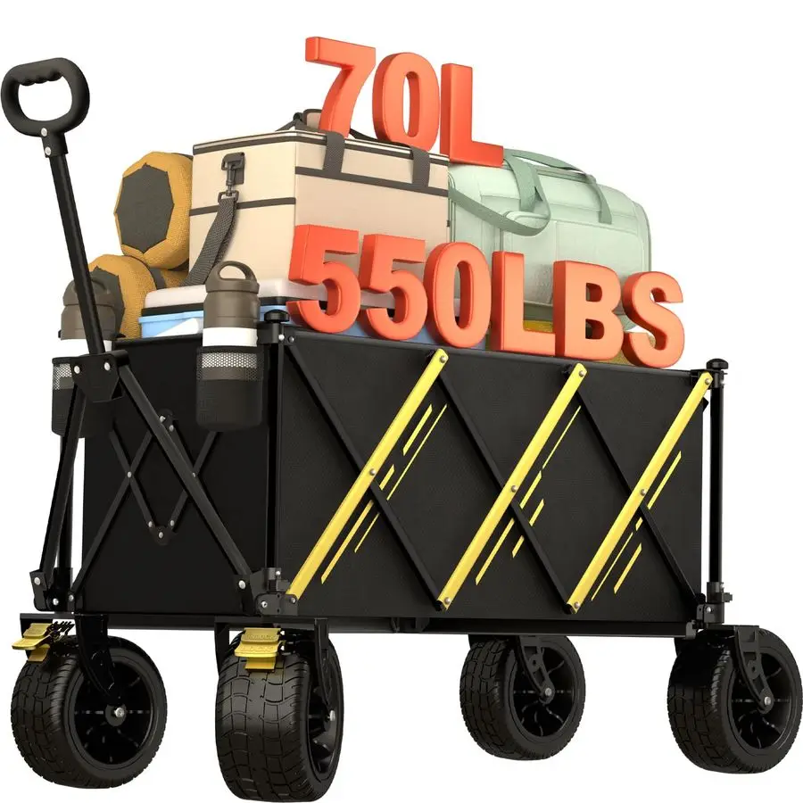 

cart Foldable,Portable cart,Pets carts,with Large AllTerrain Beach Wheels and Drink Holder for Sports, Shopping, Camping