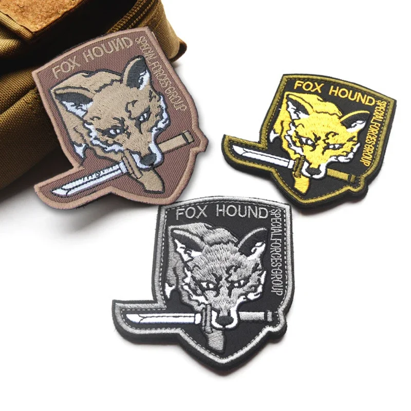 Metal Gear Solid Foxhound Embroidery Patch Military Tactics Badge Hook&Loop Sticker Special Force Group Armband Applique Patches