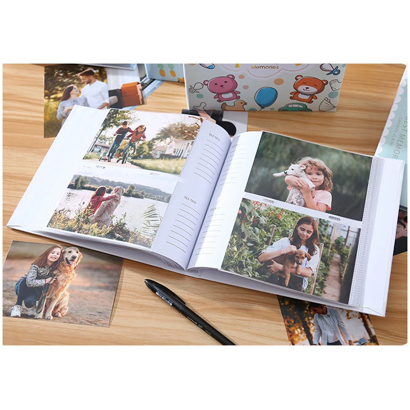 6-inch Photo Album Writable Collection of Children Baby Growth Photos 200pcs High-capacity Hard Shell Paper Interleaf Albums