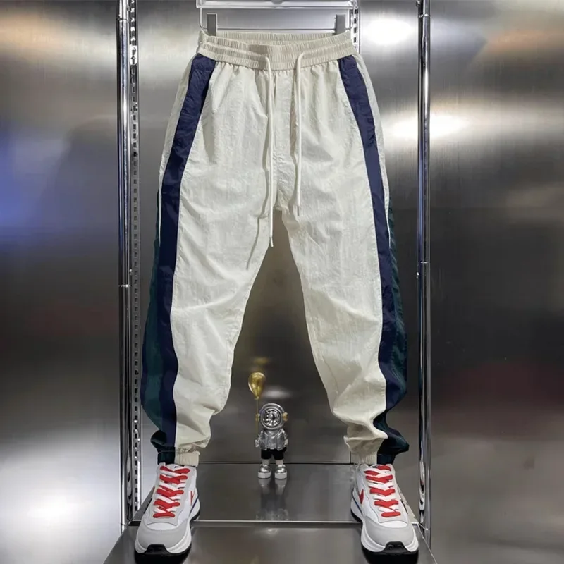 

2025 мужские летние тонкие повседневные брюки с эластичной резинкой на талии, маленькие брюки, новые модные шаровары