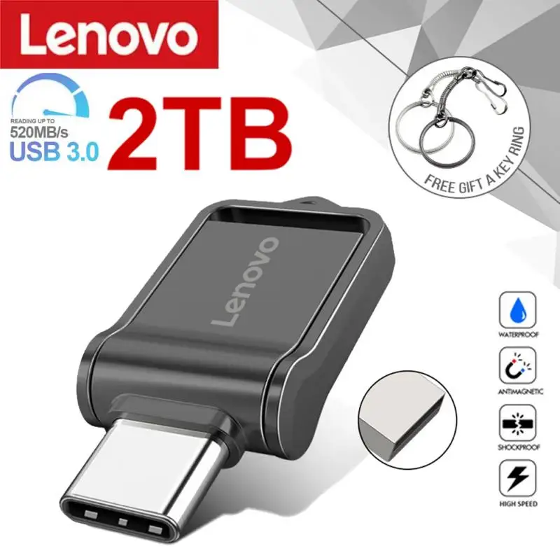 

Флэш-накопители Lenovo, флэш-накопители Usb 3,0 Mini, высокоскоростной металлический флеш-накопитель 1 ТБ, 128 ГБ, портативный накопитель, водонепроницаемая память, U-диск