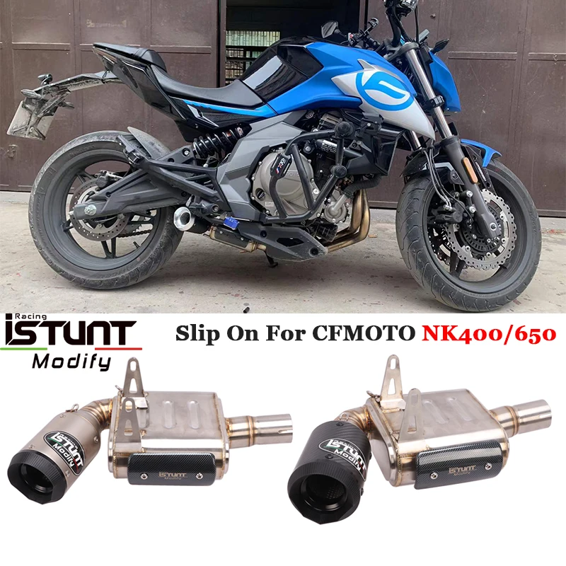 Slip On For CFMOTO NK400 NK650 NK Motorcycle Exhaust Escape Systems Modify Eliminator Enhanced Link Pipe Carbon Fiber Muffler