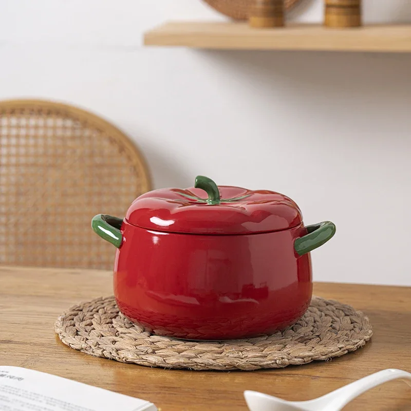 Tomato-shaped Ceramic Tableware Dessert Bowl Pasta Ear Bowl Fruit Salad Bowl Molecular Gastronomy Kitchen Dining Room Tableware.