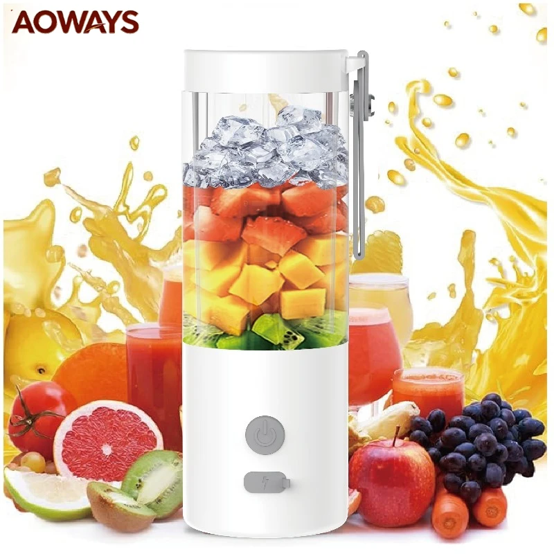 Juicer Machine Mini Portable Blender PB08 Beverage Appliances USB-Charged 450ml Six-Blade Fruit Smoothie Maker Electric Cup