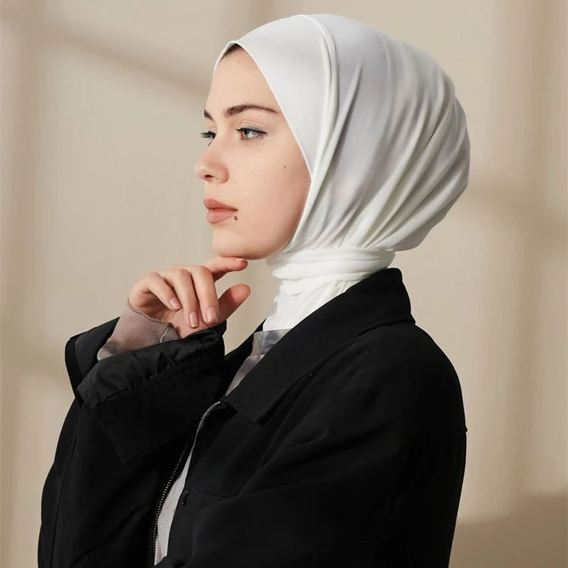 Mode Muslimischen Hijab Caps Solide Underscarf Frauen Schleier Modale Baumwolle Hijab Muslimischen Schal Turbane Kopf frauen Hijabs Hut Islamischen – Detail 12