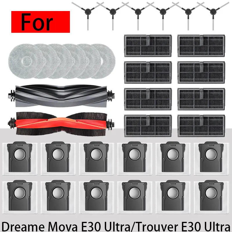 Voor Dreame Mova E30 Ultra/Trouver E30 Ultra stofzuiger vervangende onderdelen, de hoofdborstel zijborstel doek stofzak filter