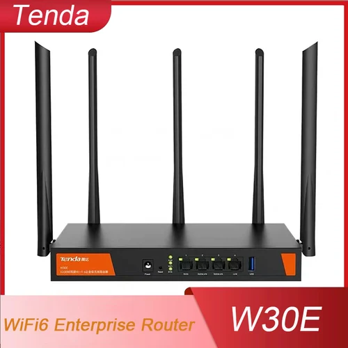 Tenda W30E 무선 와이파이 엔터프라이즈 라우터, 4 * LAN 기가비트 3000Mbps, 2.4GHz, 5.8GHz, USB 5G 액세스 포인트, 듀얼 뱅크, 1.7GHz, 256MB 