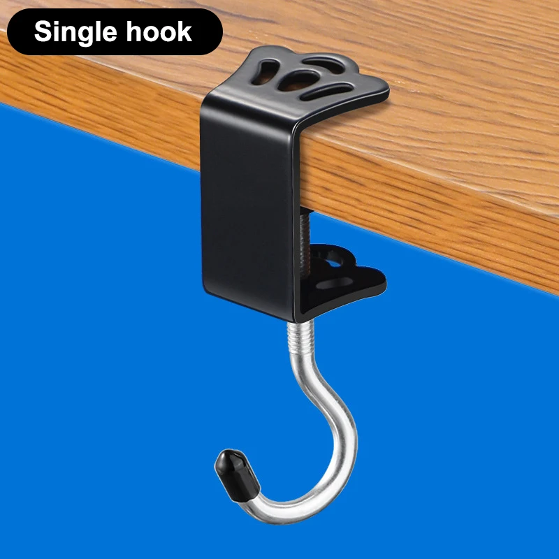 Adjustable Desk Edge Hook Crown Metal Hanging Hook Headset Desk Hanger Table Side Hanging Storage Rack Punch-free Universal Hook