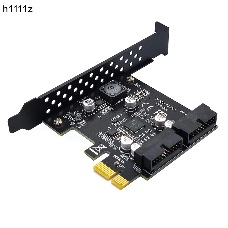 

PCI-e to 2 Ports 19Pin USB 3.2 Gen1 5Gbps Riser Card PCIe to Dual Internal 20Pin PCI Express Card Converter Adapter for Computer