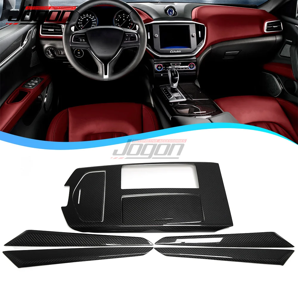 Carbon Fiber For Maserati Ghibli 2014-2019 2020 2021 Car Center Console Gear Shift Panel Cover Inner Door Trim Car Accessories