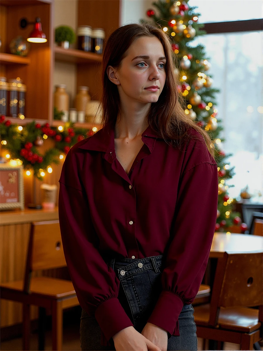 مخطط بوبلين مريح القطع على طراز Preppy طلاب الجامعات ربيع طوال اليوم خفيف الوزن للاستخدام اليومي للنساء بأزرار سفلية #2