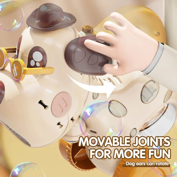 Carro eléctrico de burbujas para animales, máquina sopladora de burbujas de jabón automática de mano 2 en 1, carrito para niños pequeños con música, juguete para exteriores, regalo de fiesta