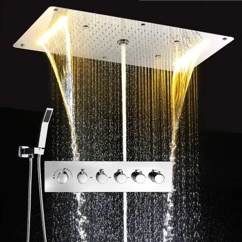 Bathroom Accessories Ceiling LED Shower Faucet Set Multi Function SPA Massage Rainfall Waterfall Mist Spray Shower Head
