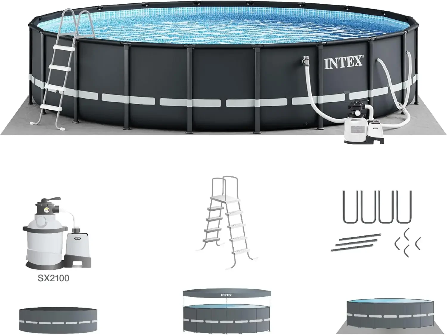 Intex 26333EH Ultra XTR Deluxe Above Ground Swimming Pool Set: 20ft x 48in – Includes 2100 GPH Cartridge Sand Filter Pump