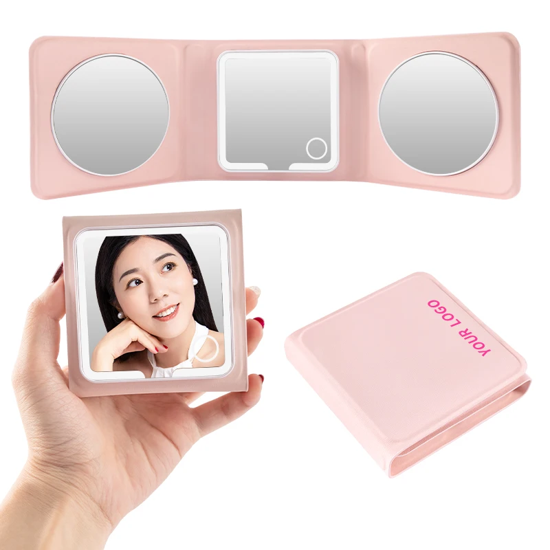 

Lighted Makeup Mirror with 1X 5X 10X Magnification Portable Folding LED Compact Pocket Travel Mirror for Daily Use / Gift