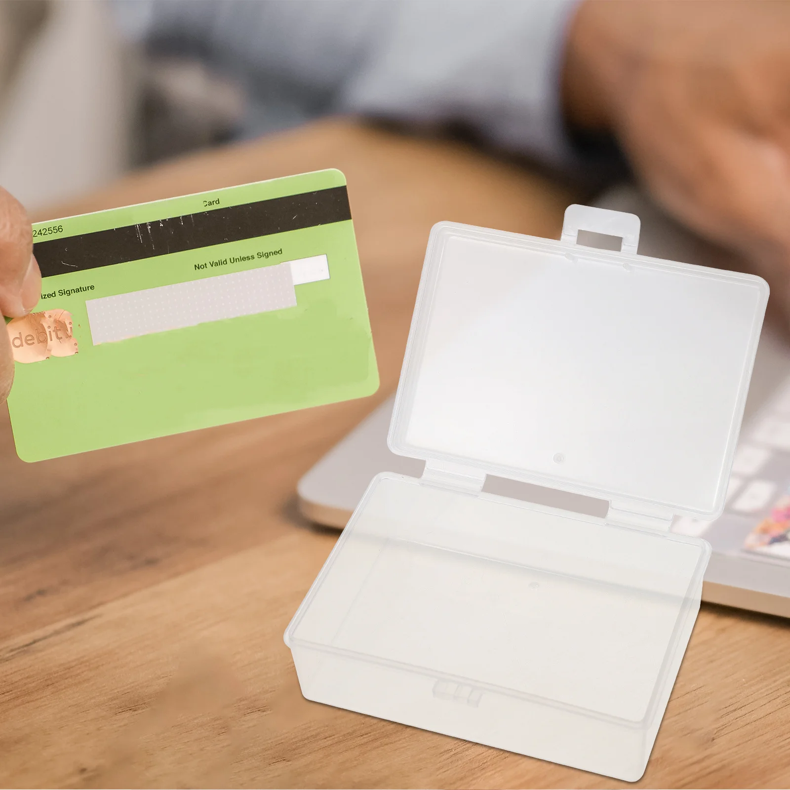 

10Pcs Card Storage Boxes Transparent Multi-Function Business Card Cases Portable Storage Cases Household